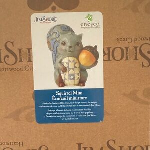 Jim Shore Squirrel Mini with Blue and Orange Accents